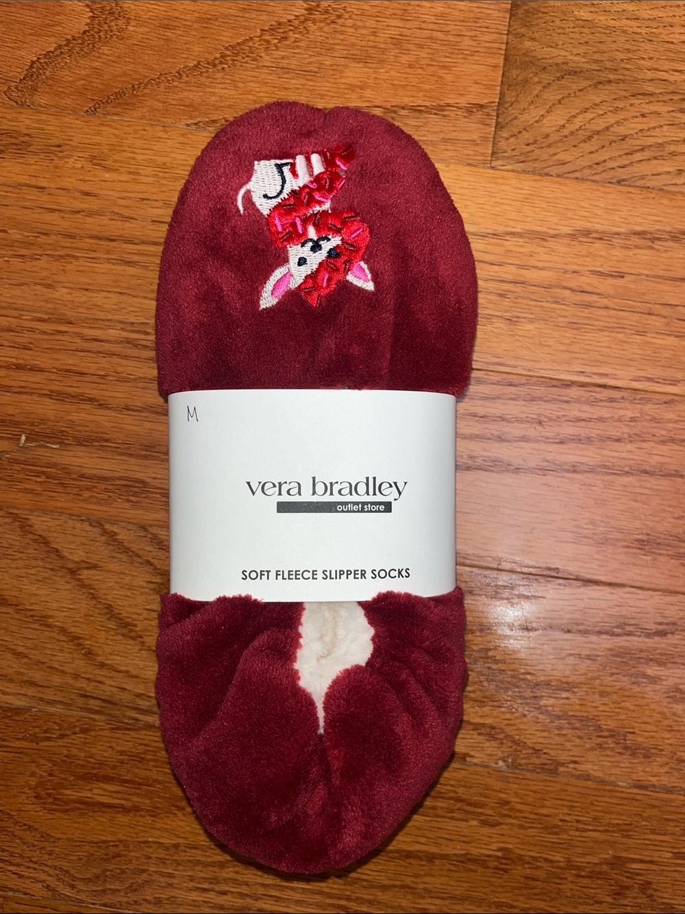 Vera Bradley Soft Fleece Slipper Socks w/ Embroidered Dogs NWT — Size M (W 7-8)